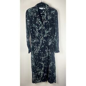 & Other Stories Stockholm Atelier Dress Sz 8 Black Floral Long Sleeves Peasant